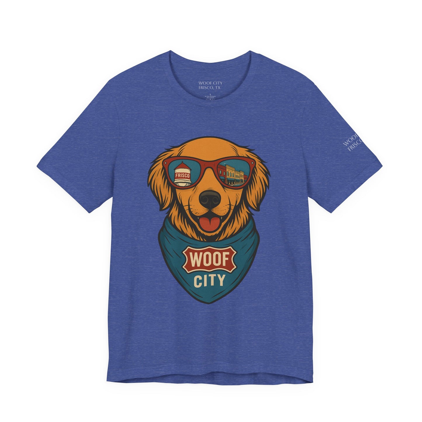 Woof City Rail District Red Golden Retriever Tee – Frisco’s Favorite Dog Shirt