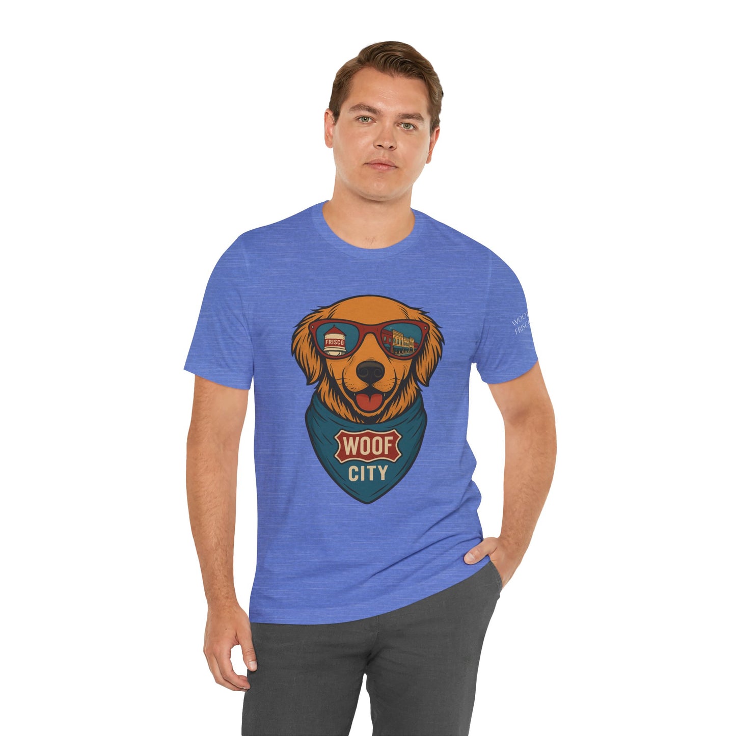 Woof City Rail District Red Golden Retriever Tee – Frisco’s Favorite Dog Shirt