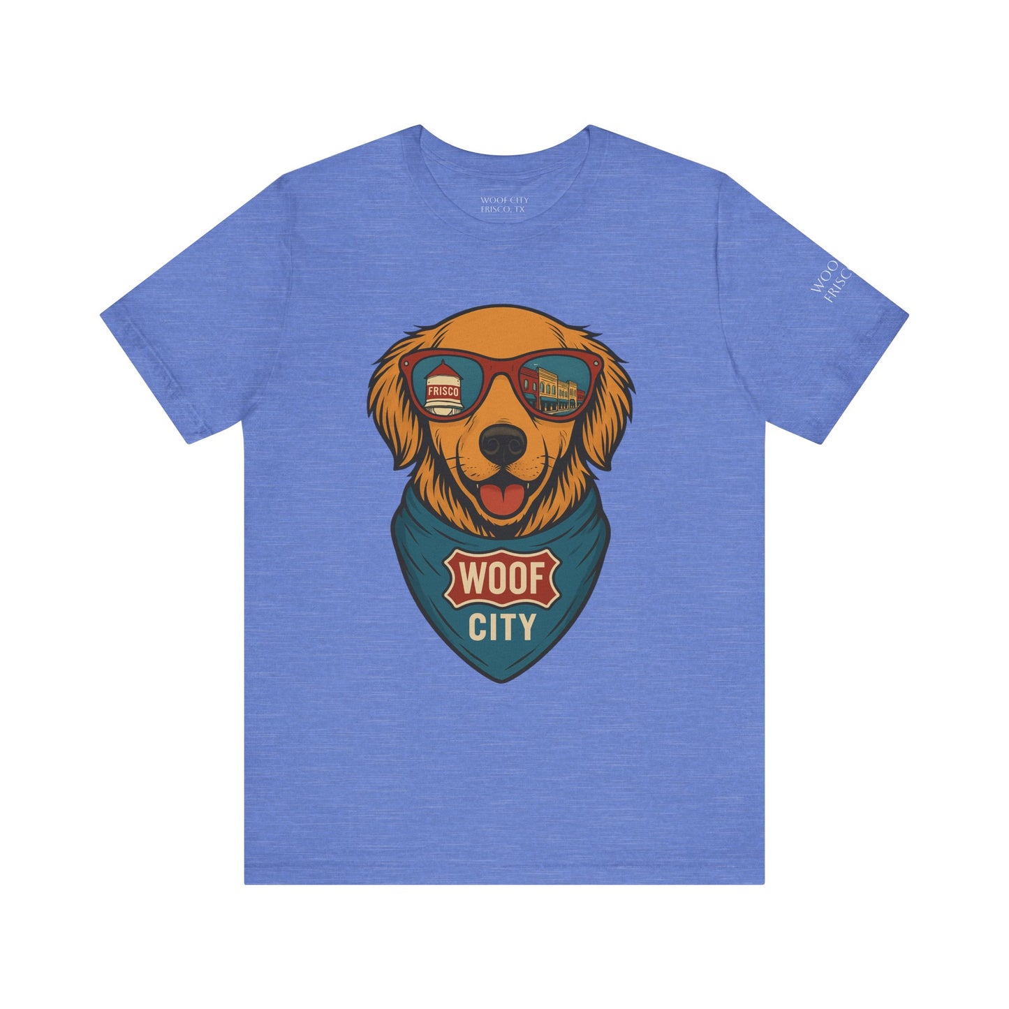Woof City Rail District Red Golden Retriever Tee – Frisco’s Favorite Dog Shirt