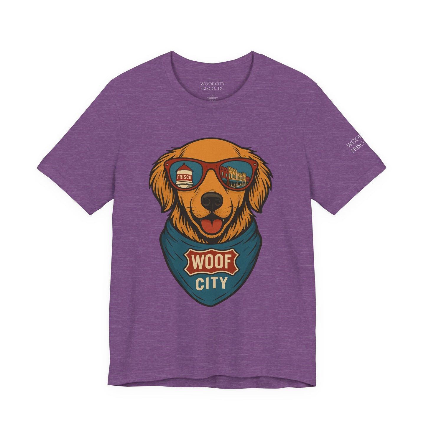 Woof City Rail District Red Golden Retriever Tee – Frisco’s Favorite Dog Shirt