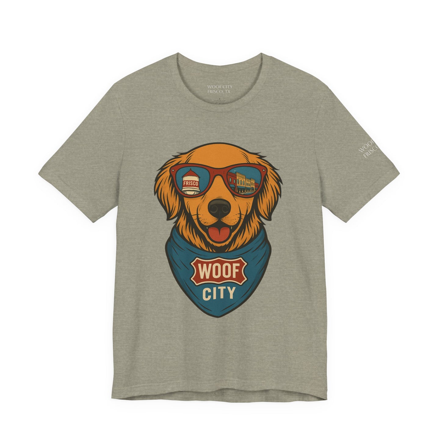 Woof City Rail District Red Golden Retriever Tee – Frisco’s Favorite Dog Shirt