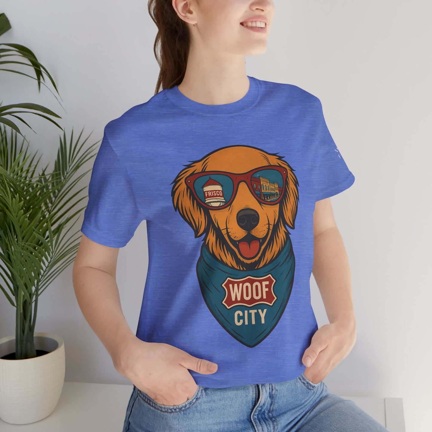 Woof City Rail District Red Golden Retriever Tee – Frisco’s Favorite Dog Shirt