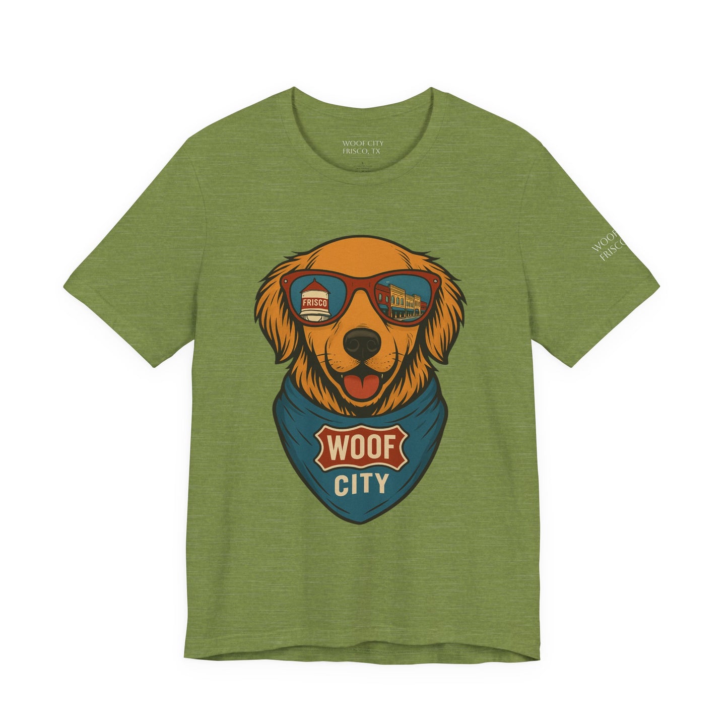 Woof City Rail District Red Golden Retriever Tee – Frisco’s Favorite Dog Shirt