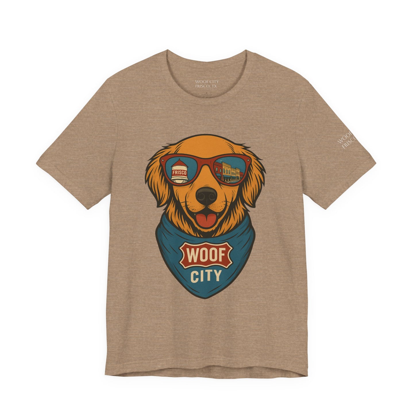 Woof City Rail District Red Golden Retriever Tee – Frisco’s Favorite Dog Shirt
