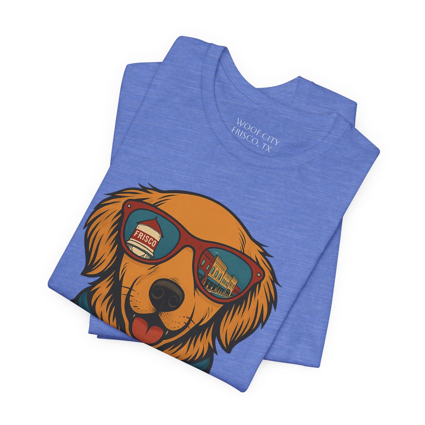 Woof City Rail District Red Golden Retriever Tee – Frisco’s Favorite Dog Shirt