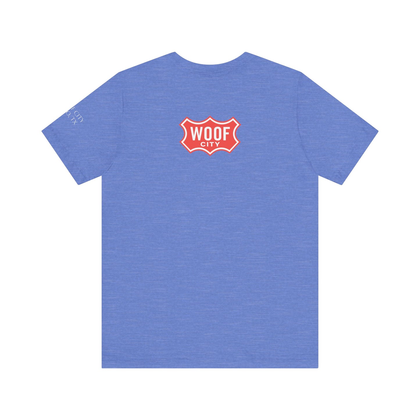 Woof City Rail District Red Golden Retriever Tee – Frisco’s Favorite Dog Shirt