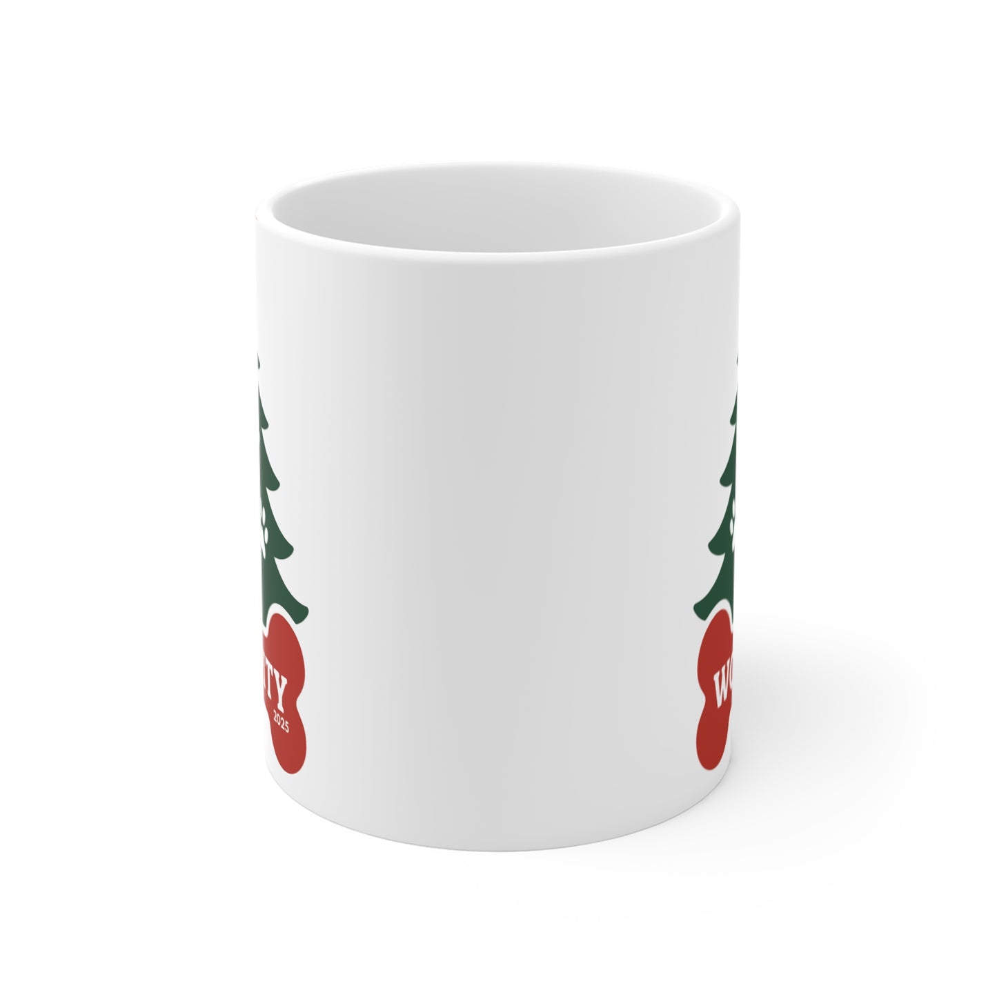 Woof City 2025 Holiday Mug — 11oz Festive Dog-Themed Coffee Cup