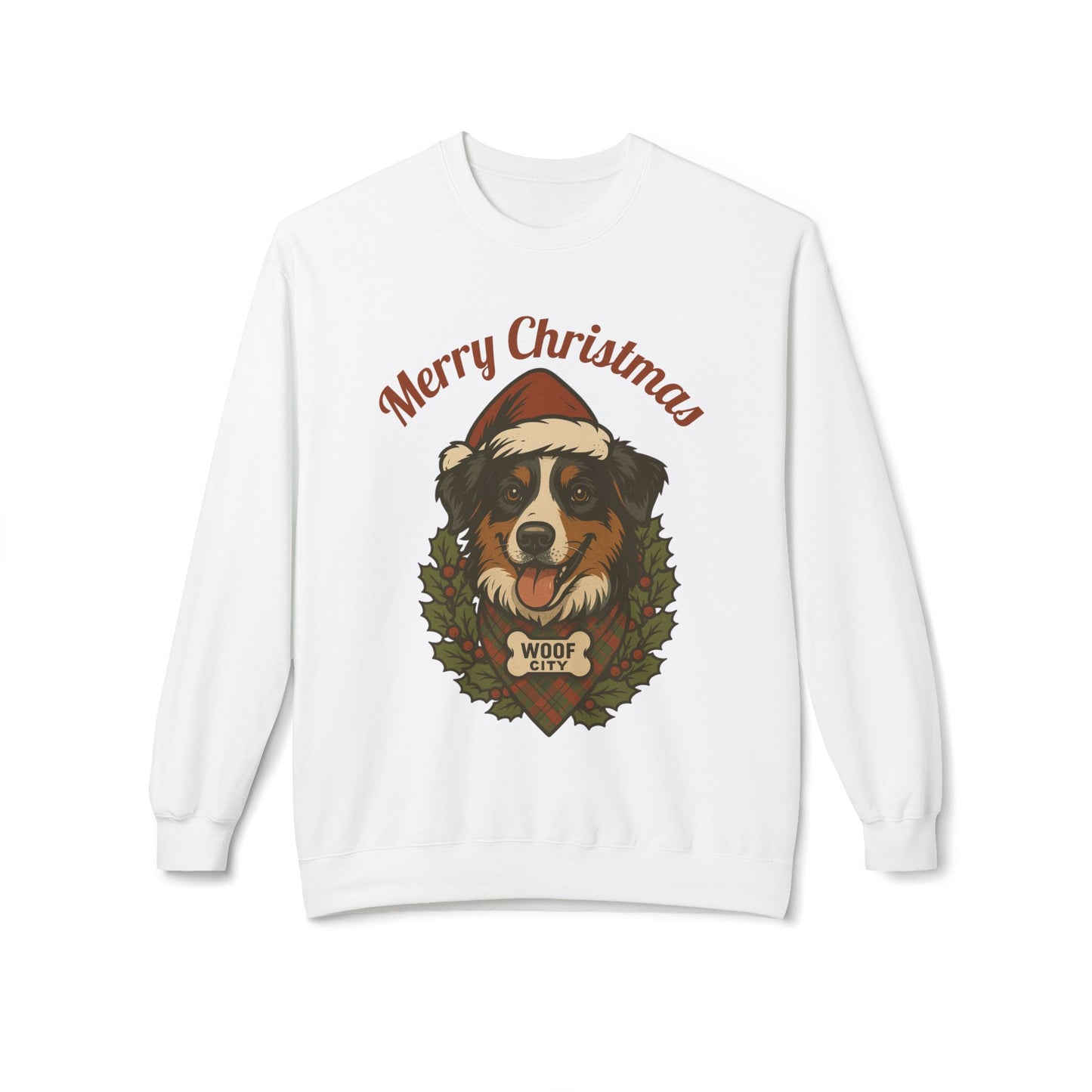 Australian Shepherd “Merry Christmas” Sweatshirt – Woof City Holiday Edition