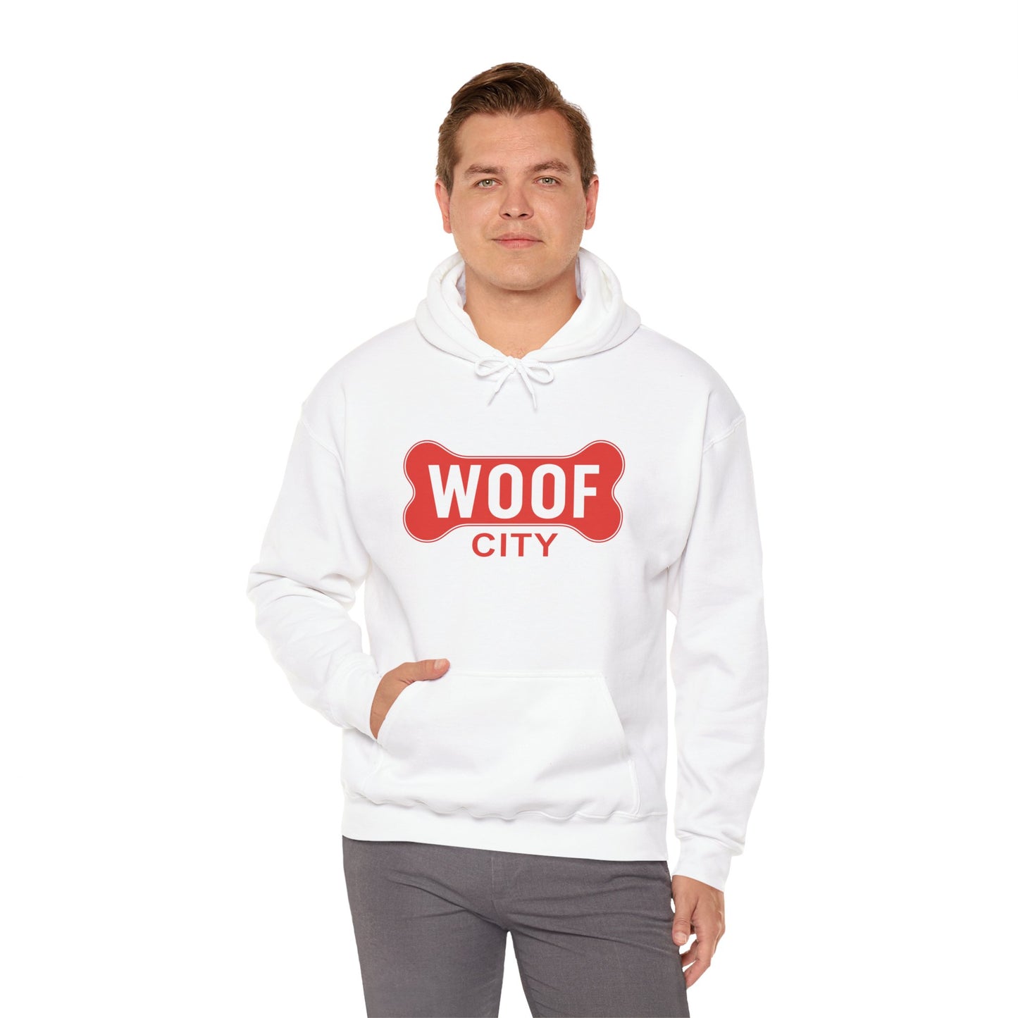 Woof City Logo Sweatshirt — Rail District Frisco Dog Care Hoodie