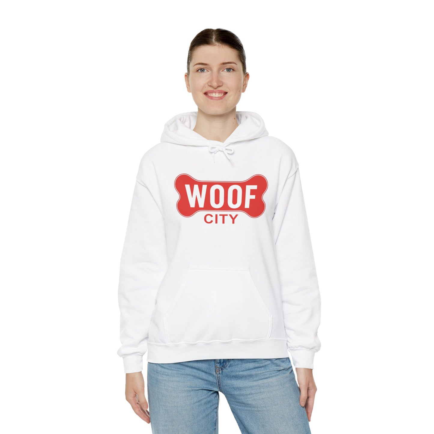 Woof City Logo Sweatshirt — Rail District Frisco Dog Care Hoodie