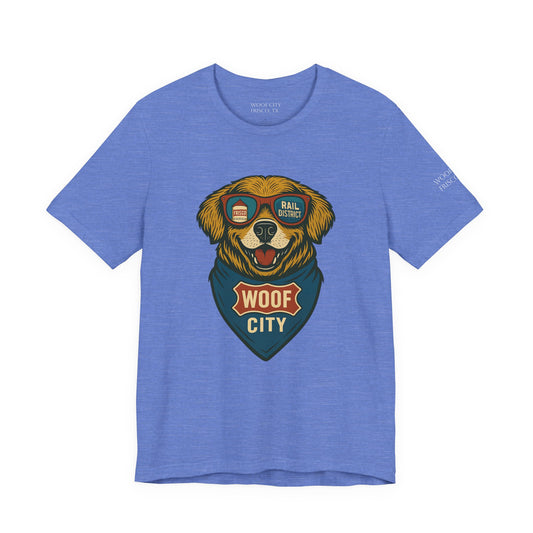 Woof City Rail District Golden Retriever Tee – Frisco’s Favorite Dog Shirt