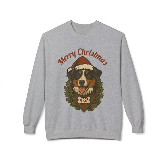 Australian Shepherd “Merry Christmas” Sweatshirt – Woof City Holiday Edition