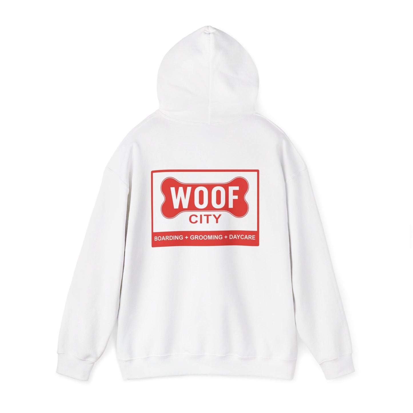 Woof City Logo Sweatshirt — Rail District Frisco Dog Care Hoodie