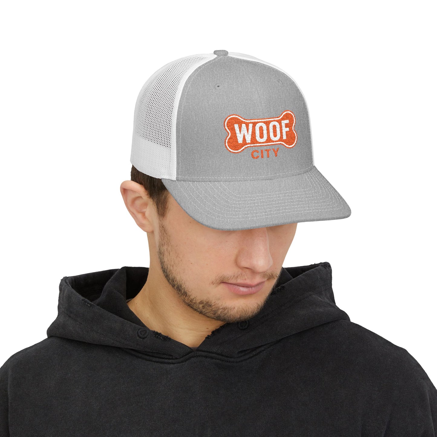 Snapback Trucker Cap - Woof City Frisco Embroidered Hat for Dog Lovers